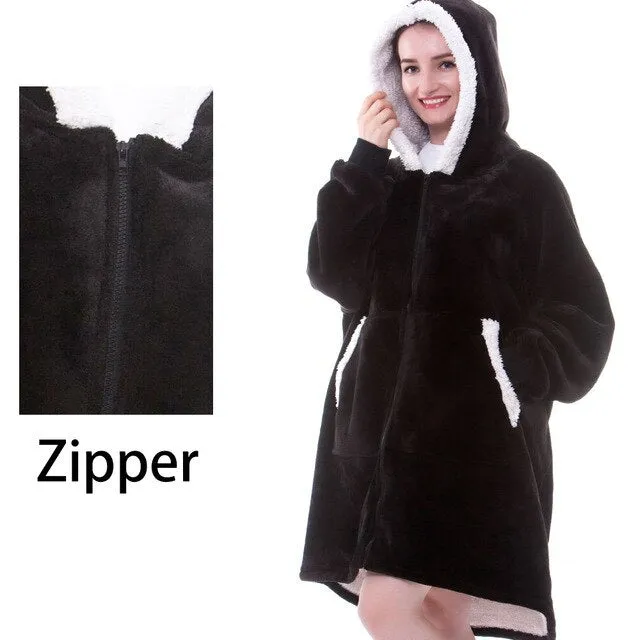 Blanket with Sleeves Women Oversized Hoodie Fleece Warm Hoodies Sweatshirts Giant TV Blanket Women Hoody Robe
