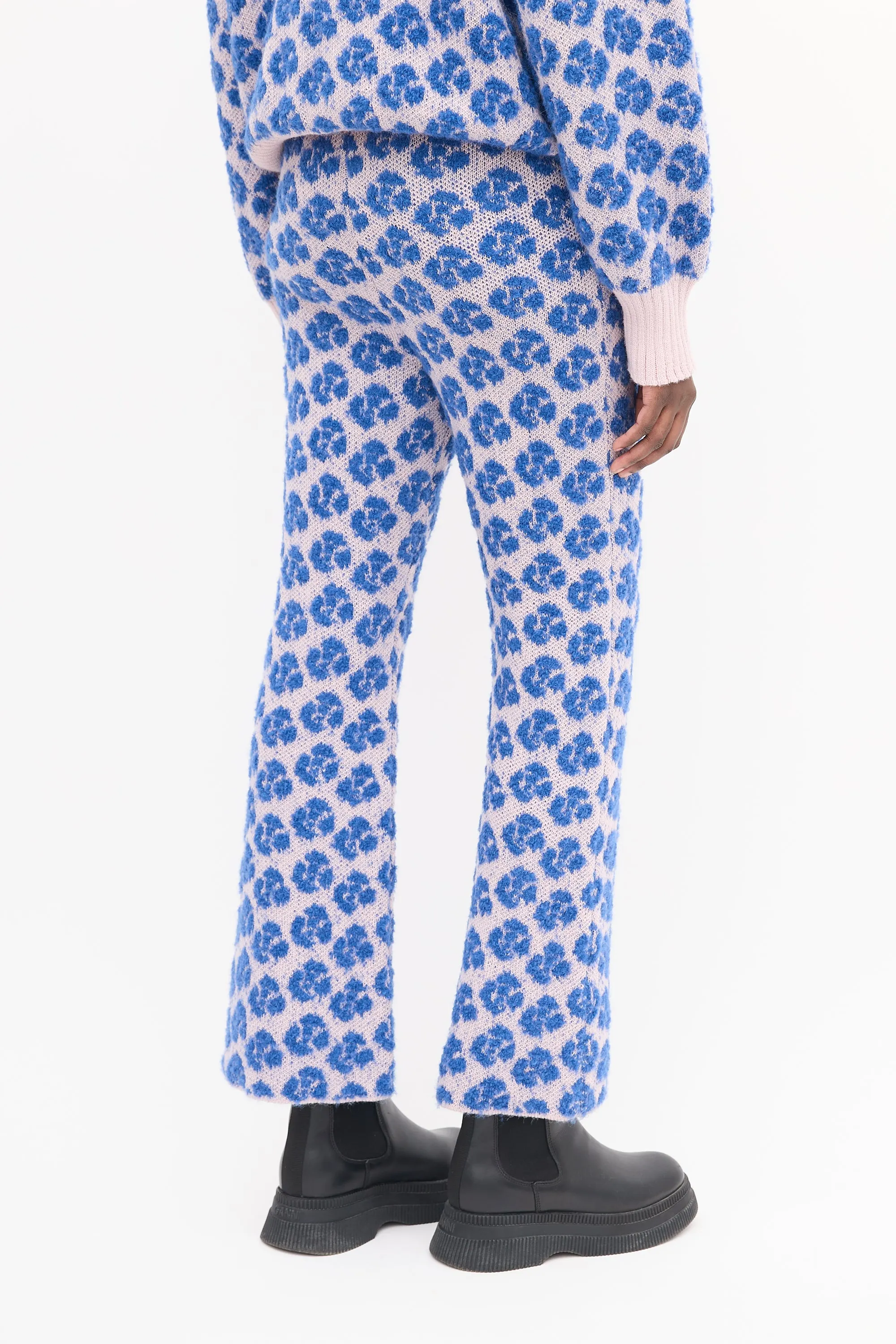 Blue & Pink Floral Jacquard Golgoli Pants