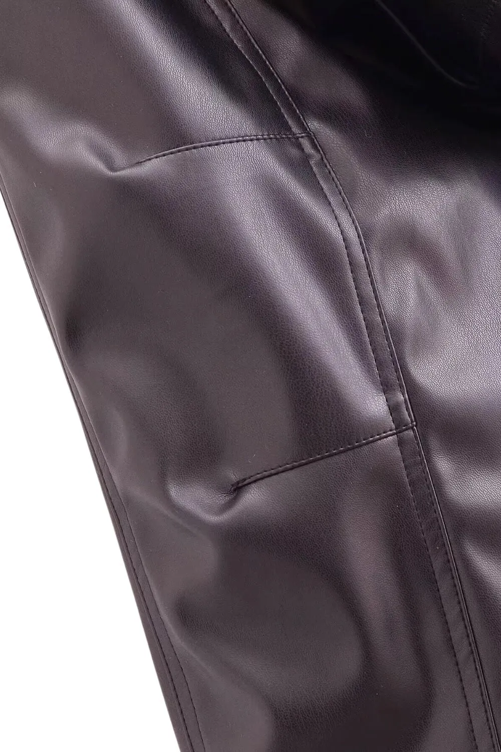 'Brittany' Faux Leather Classic Trench Coat