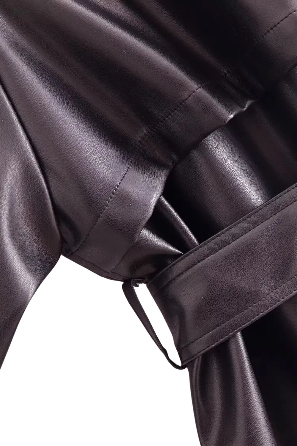 'Brittany' Faux Leather Classic Trench Coat