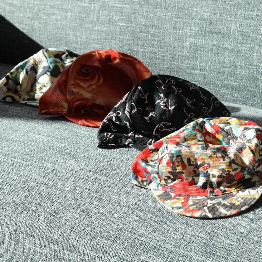 [CAP] HAURA RED FISHES  (ALLOVER DESIGN) | KYOTO YUZEN DYEING | MAJIKAO