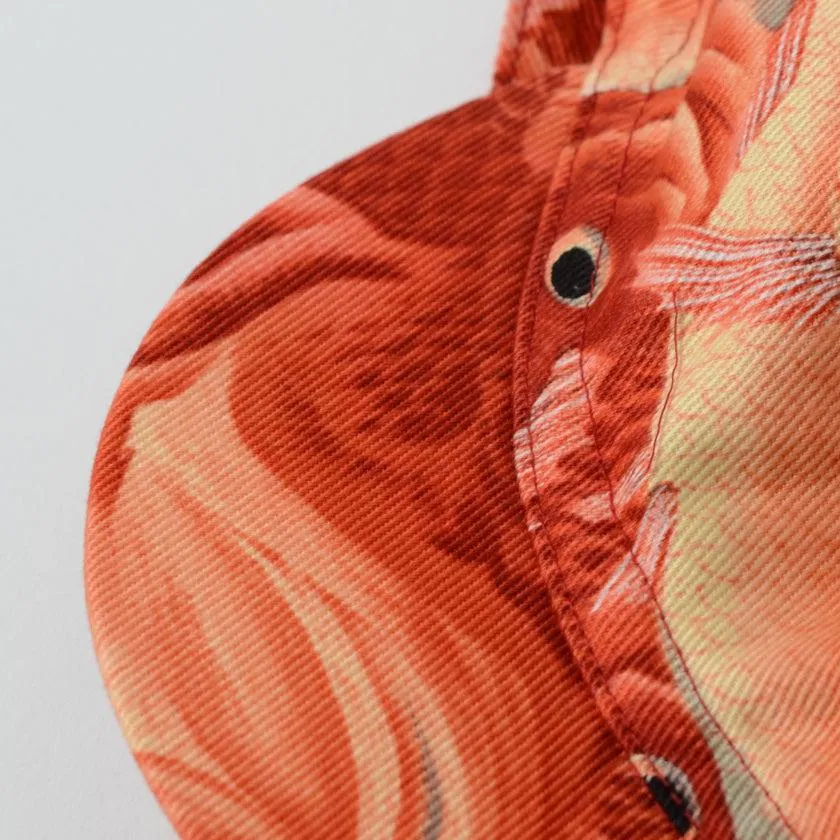 [CAP] HAURA RED FISHES  (ALLOVER DESIGN) | KYOTO YUZEN DYEING | MAJIKAO