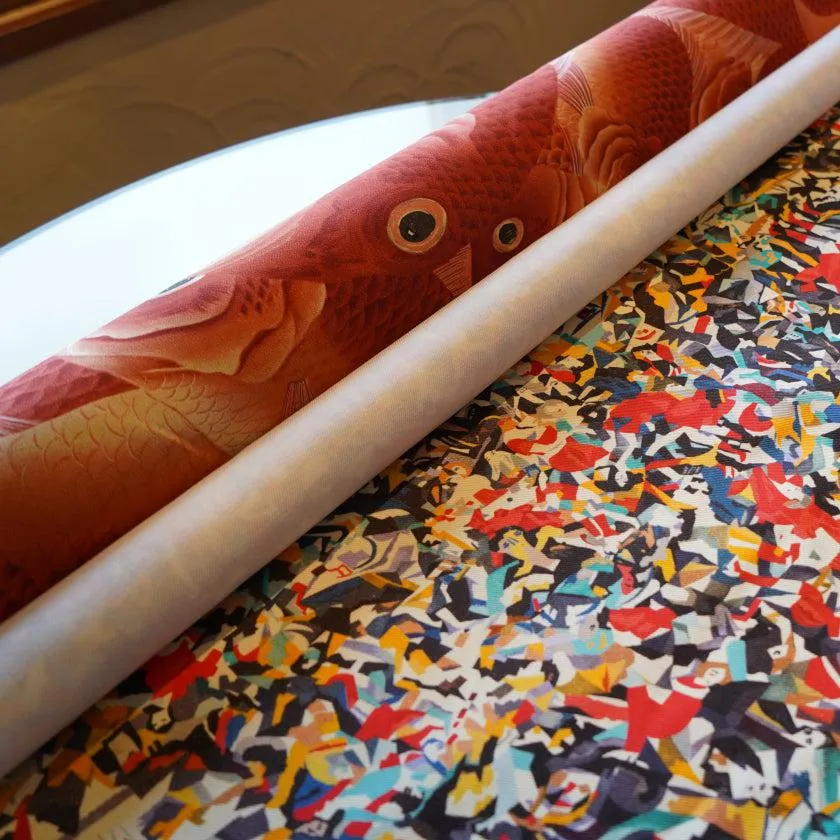 [CAP] HAURA RED FISHES  (ALLOVER DESIGN) | KYOTO YUZEN DYEING | MAJIKAO