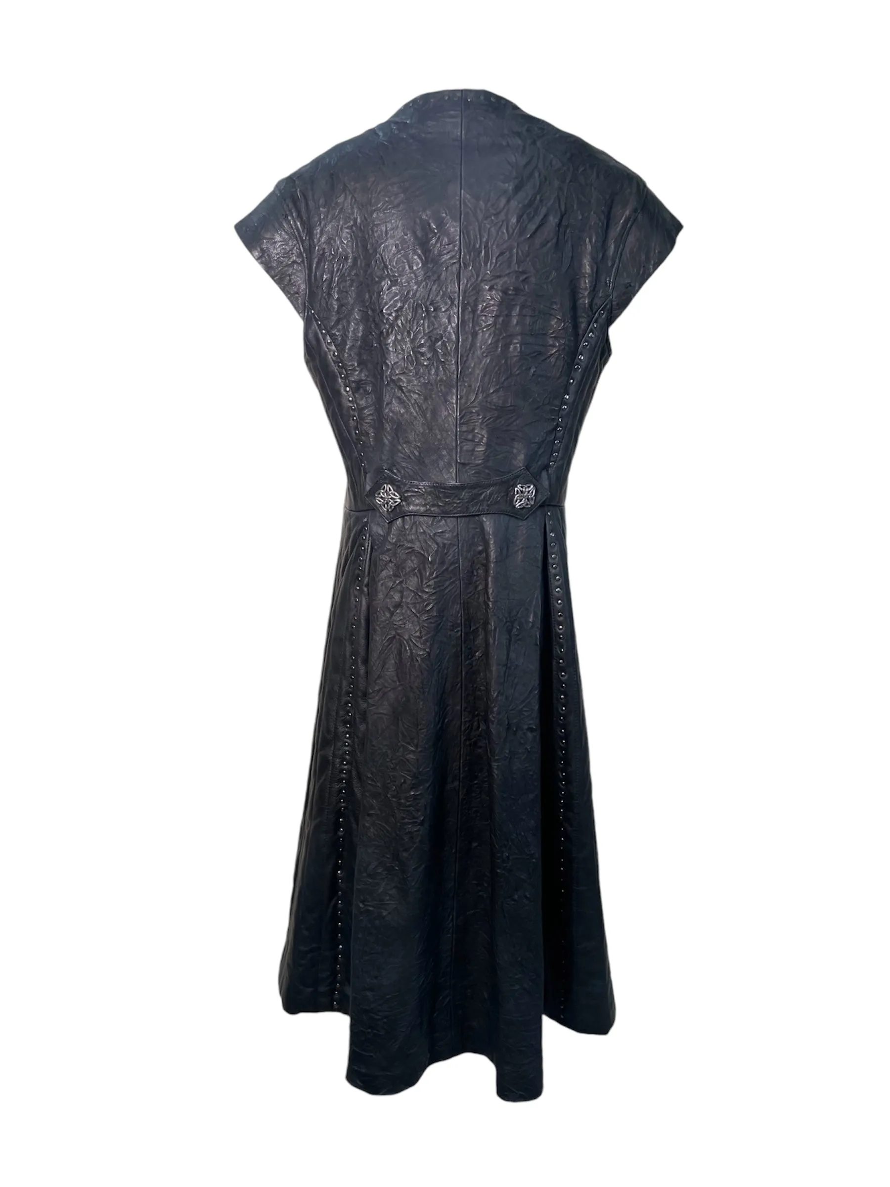 Custom Made Leather Vest Coat with Silver-Tone Celtic Shield Knot Buttons