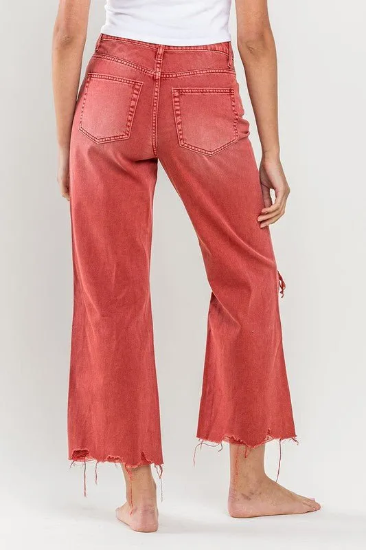 Distressed Crop Flare Jeans