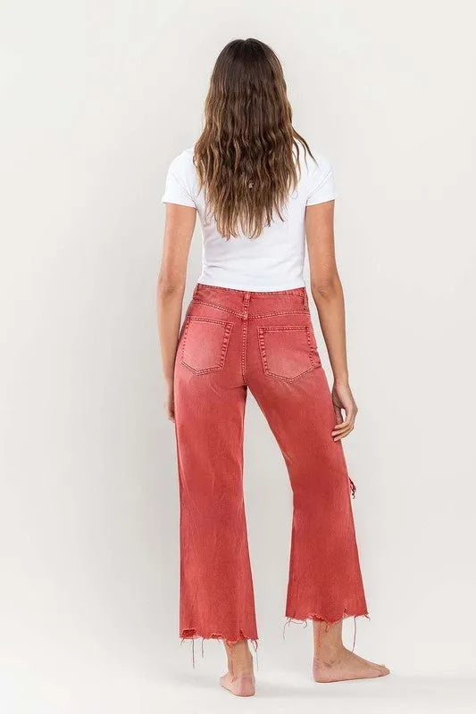 Distressed Crop Flare Jeans