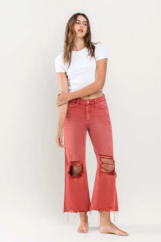 Distressed Crop Flare Jeans