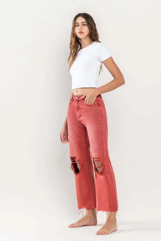 Distressed Crop Flare Jeans