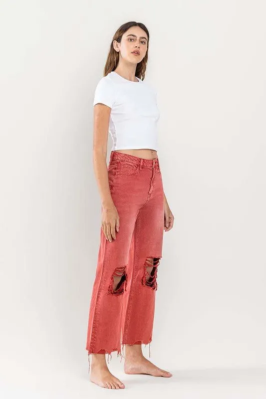 Distressed Crop Flare Jeans