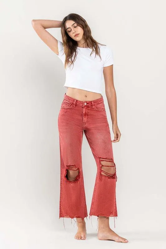 Distressed Crop Flare Jeans
