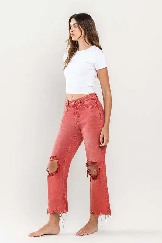 Distressed Crop Flare Jeans