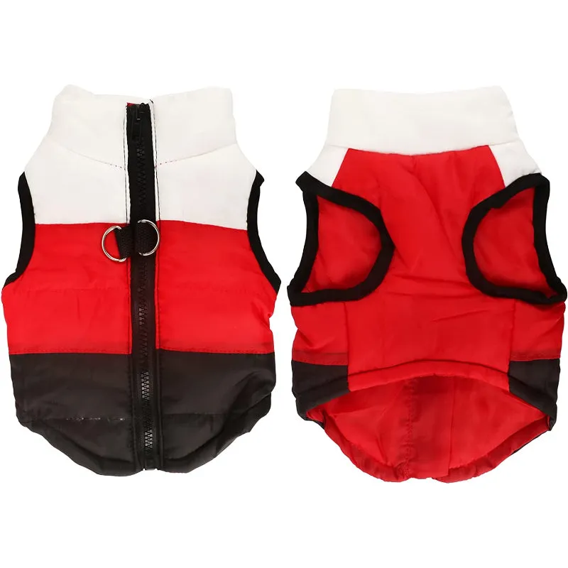Dog Cat Coat With Leash Anchor Color Patchwork Padded Puppy Vest Jacket Teddy Chihuahua Costumes
