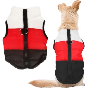 Dog Cat Coat With Leash Anchor Color Patchwork Padded Puppy Vest Jacket Teddy Chihuahua Costumes