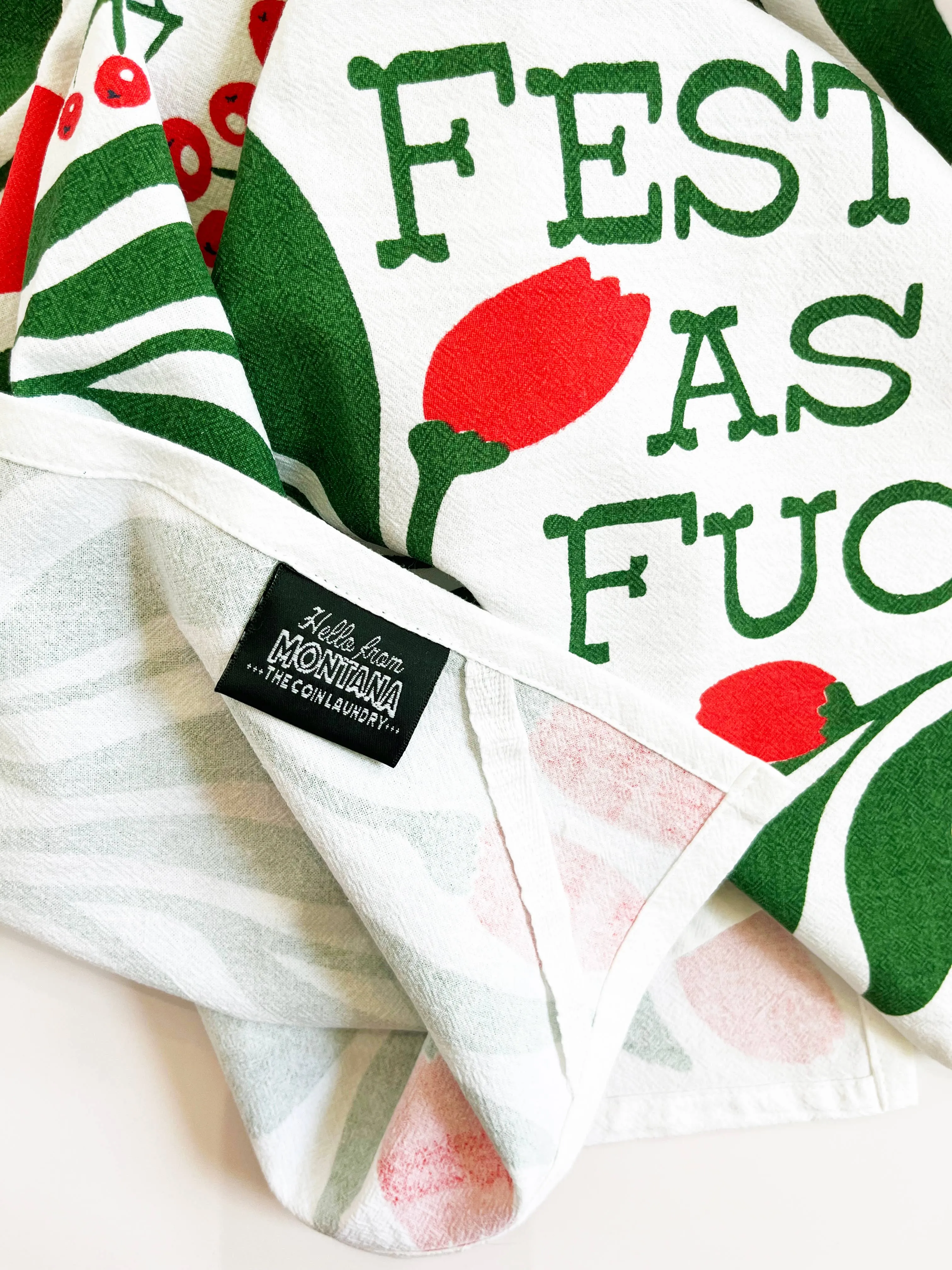 Festive as Fuck Red Green Christmas Holiday Kitchen Towel
