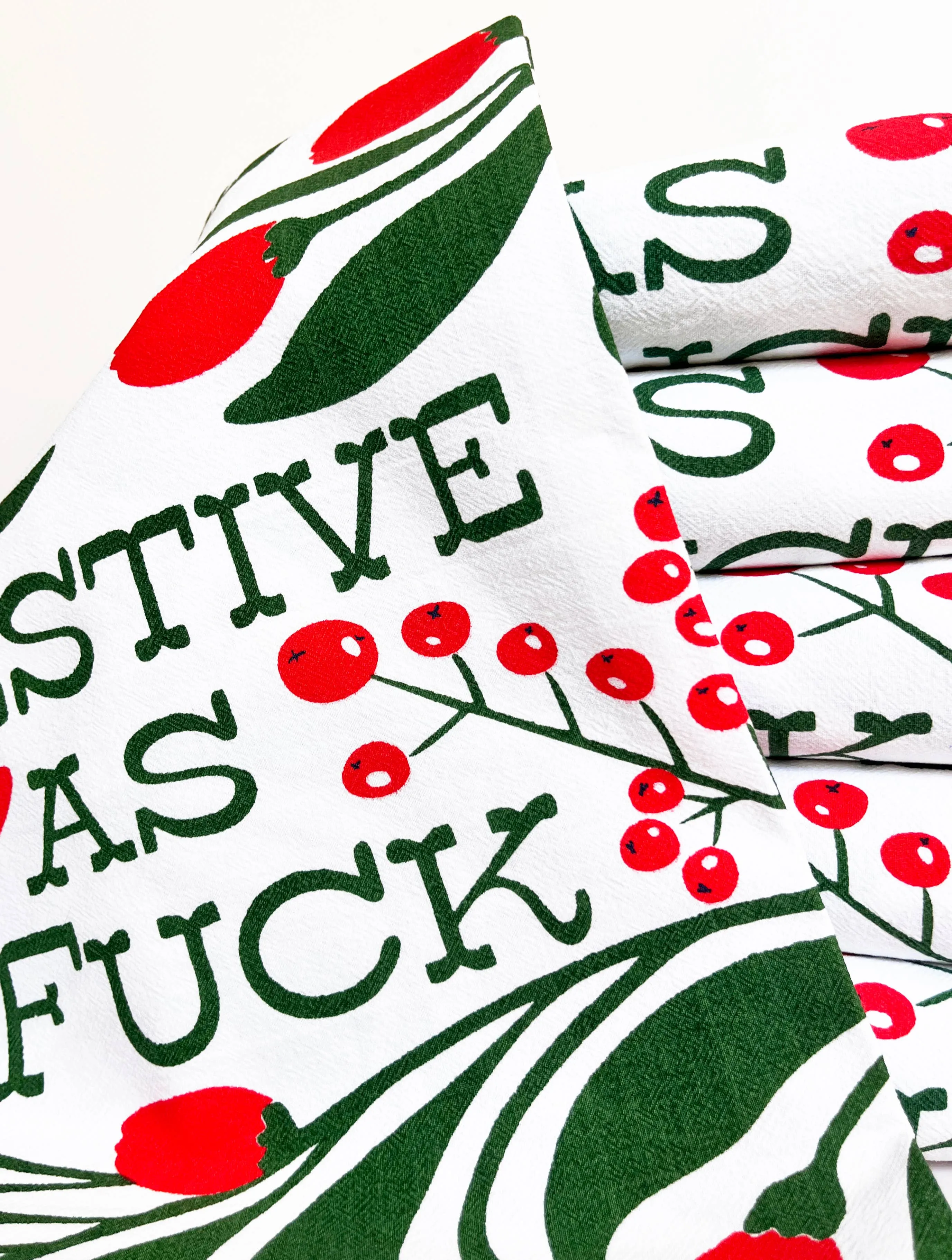 Festive as Fuck Red Green Christmas Holiday Kitchen Towel