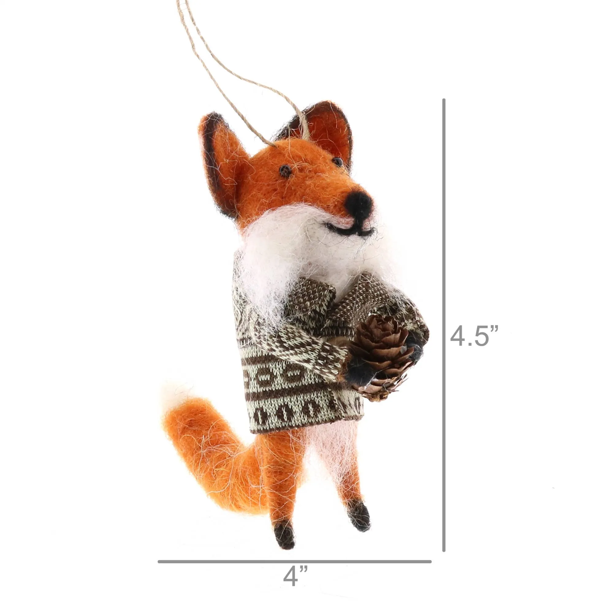 Fox with Bundle Felt Ornament