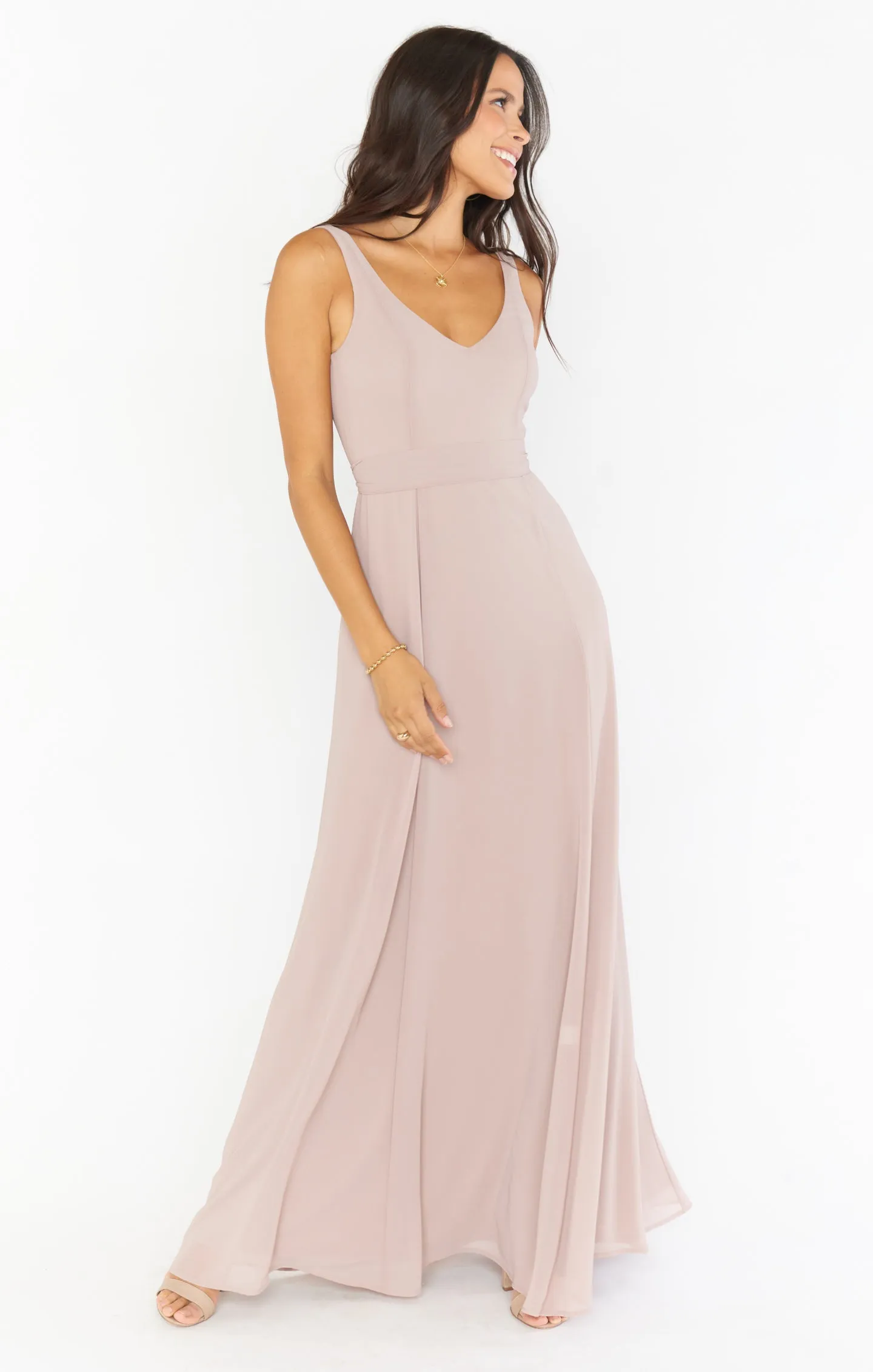 Jenn Maxi Dress ~ Soft Beige Chiffon