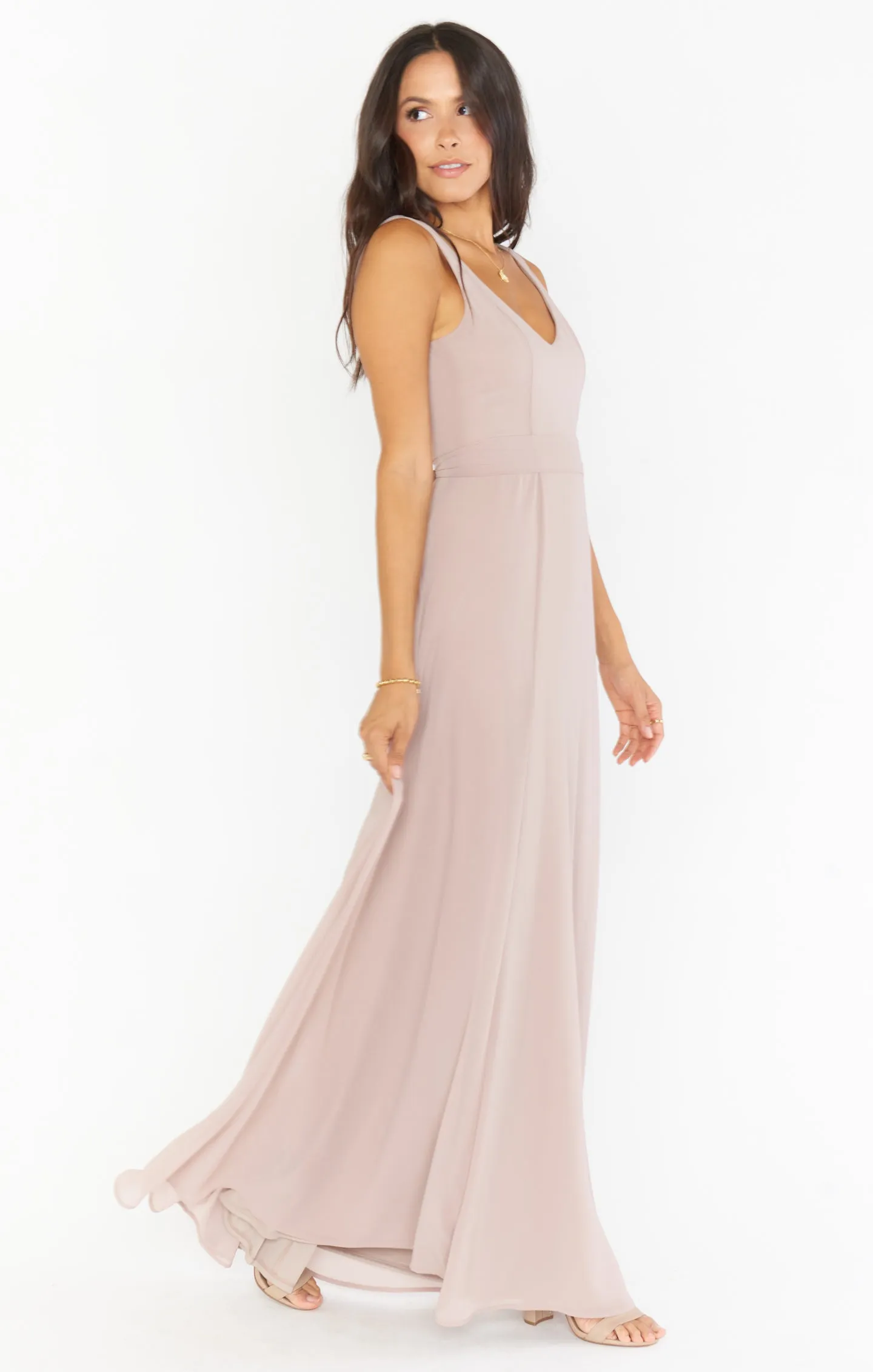 Jenn Maxi Dress ~ Soft Beige Chiffon