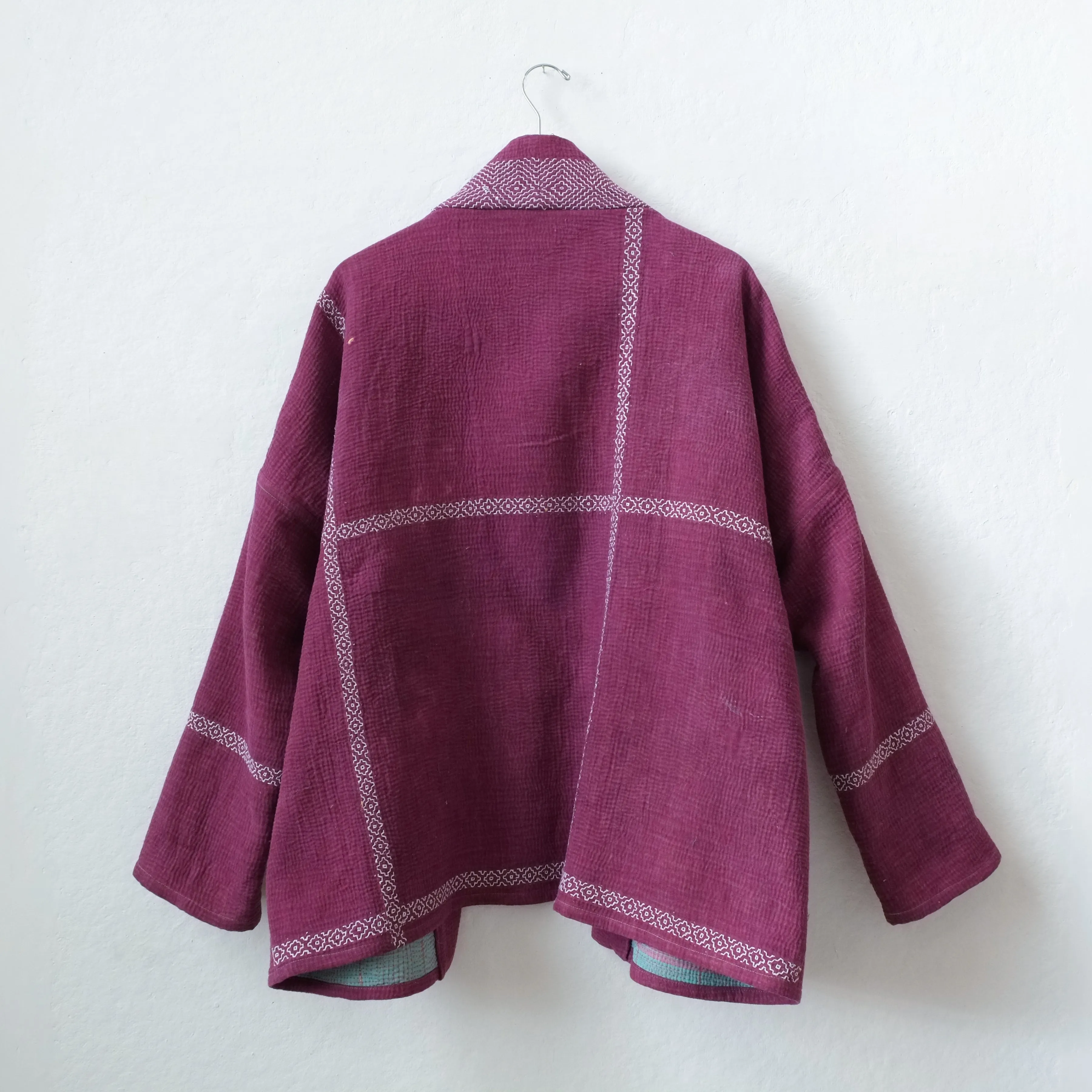 L Purple with Staggered Diamond Embroidery Anoushka Jacket LM112