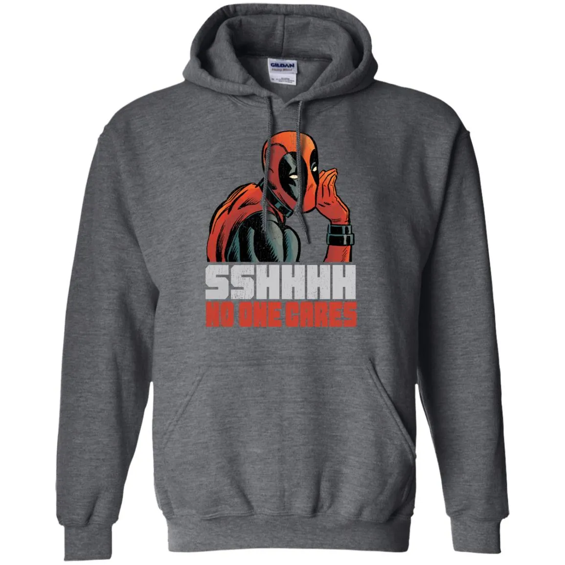 Marvel Deadpool Shhh No One Cares Whisper Pullover Hoodie Sweatshirt