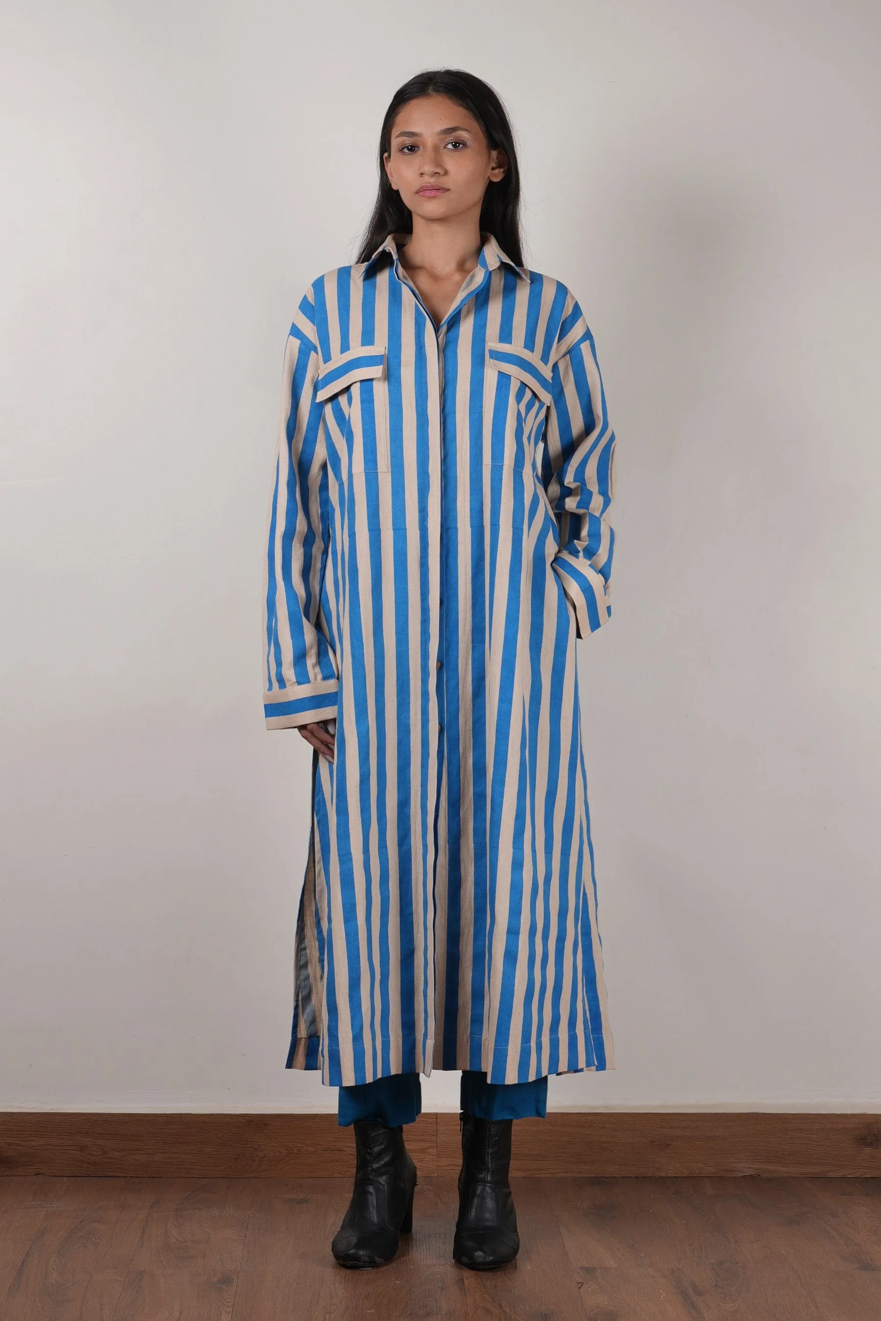 Mati Blue Striped Tunic Set (2 PCS)