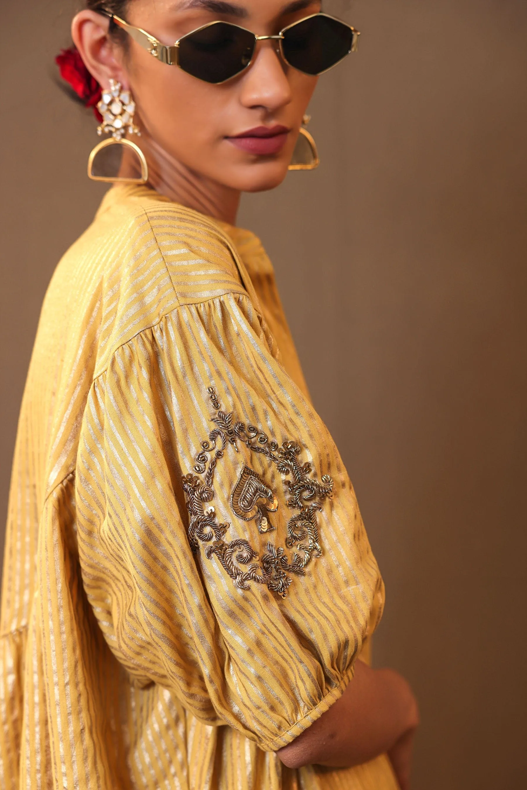 Mustard STR EMB Spade Acra Tunic