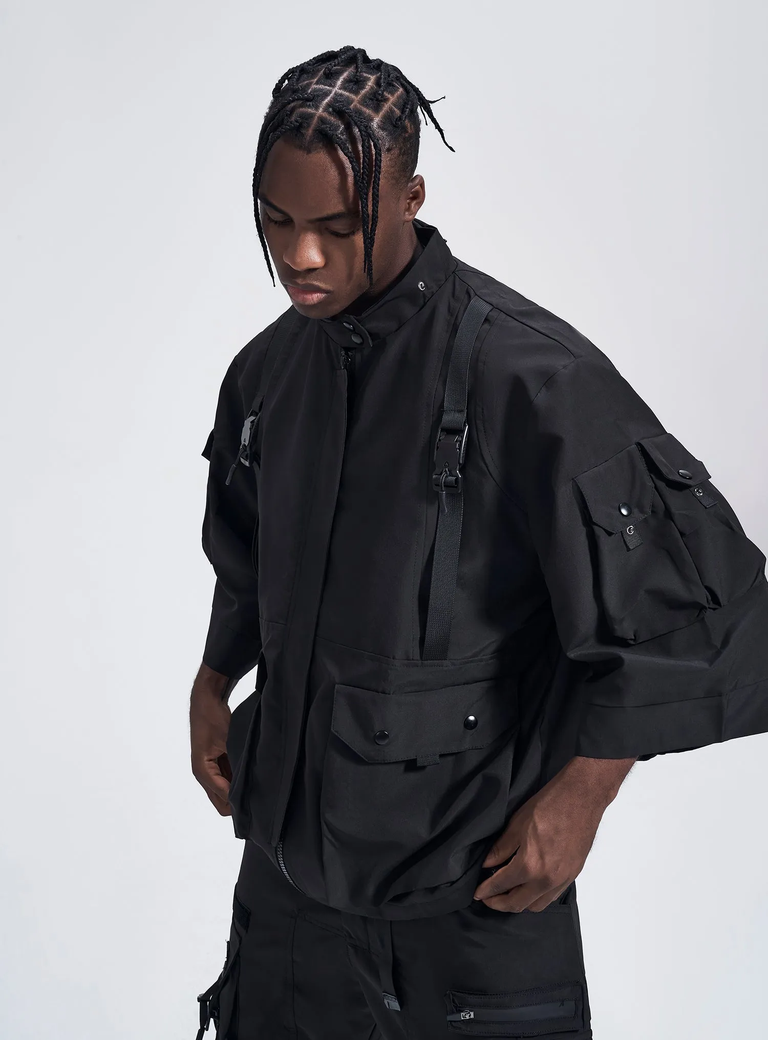 Paratrooper Short Sleeves Jacket with Removable Hoodie