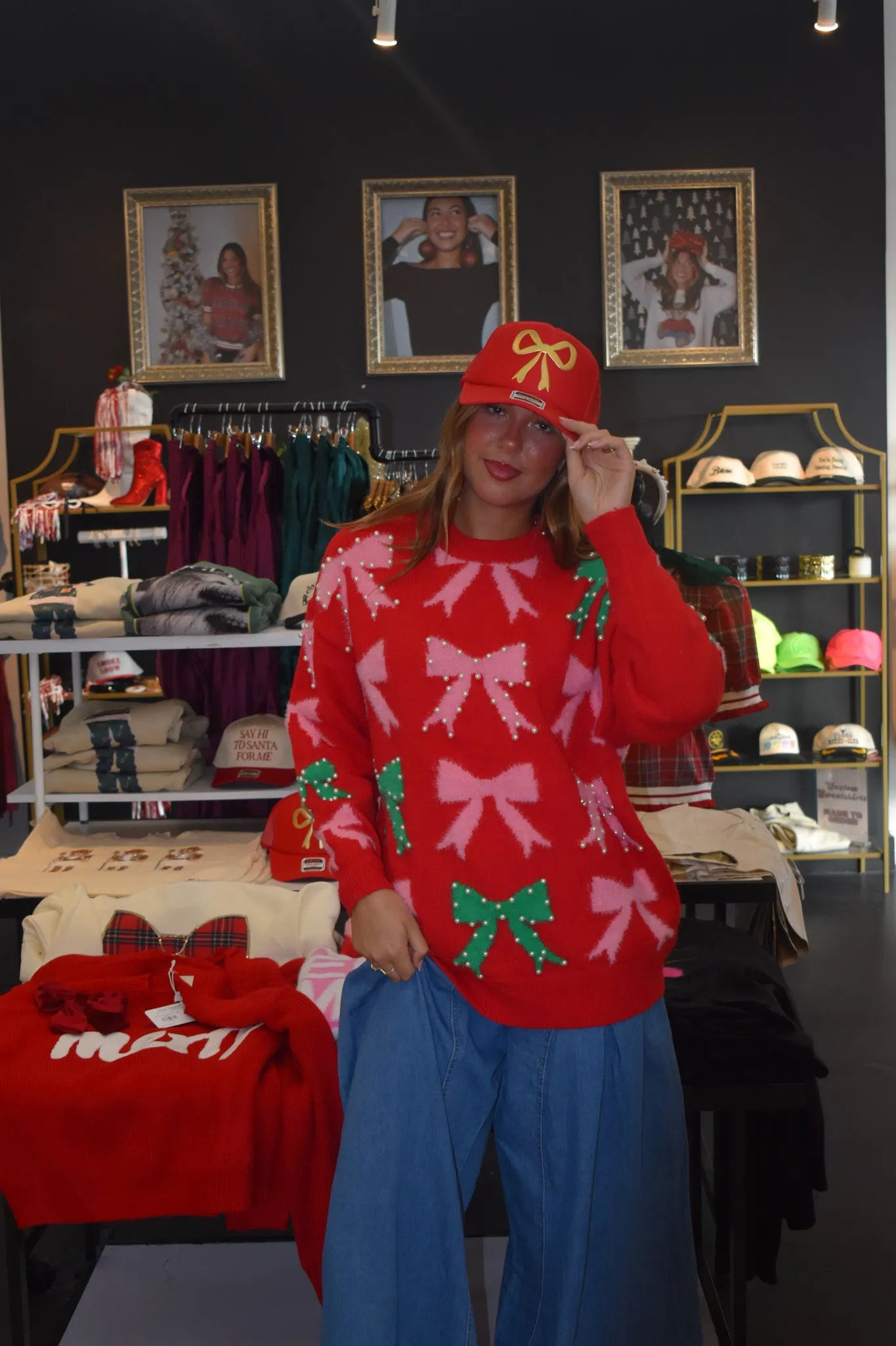 Pearls & Bows Festive Sweater