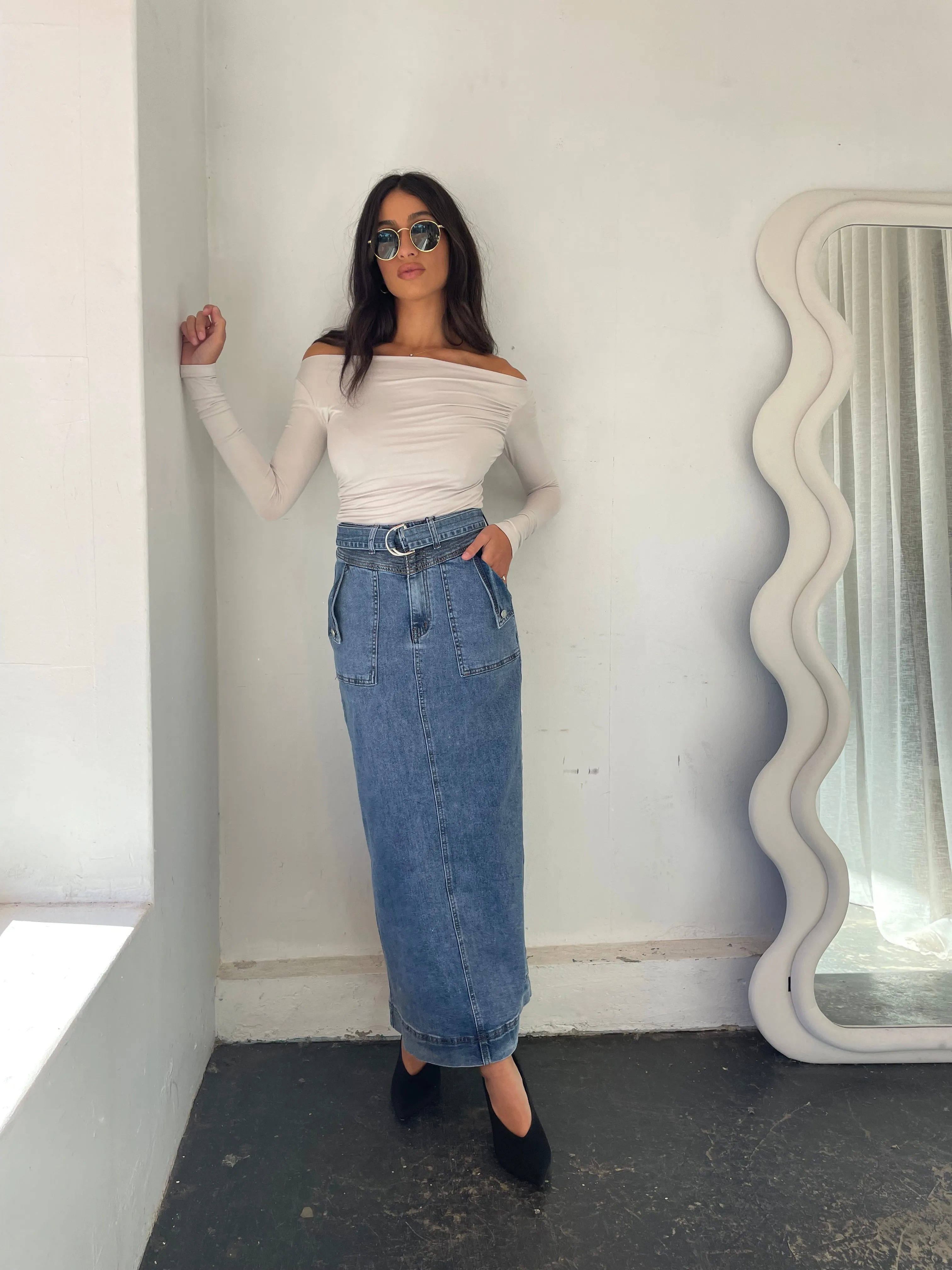 Poppy Maxi Denim Skirt