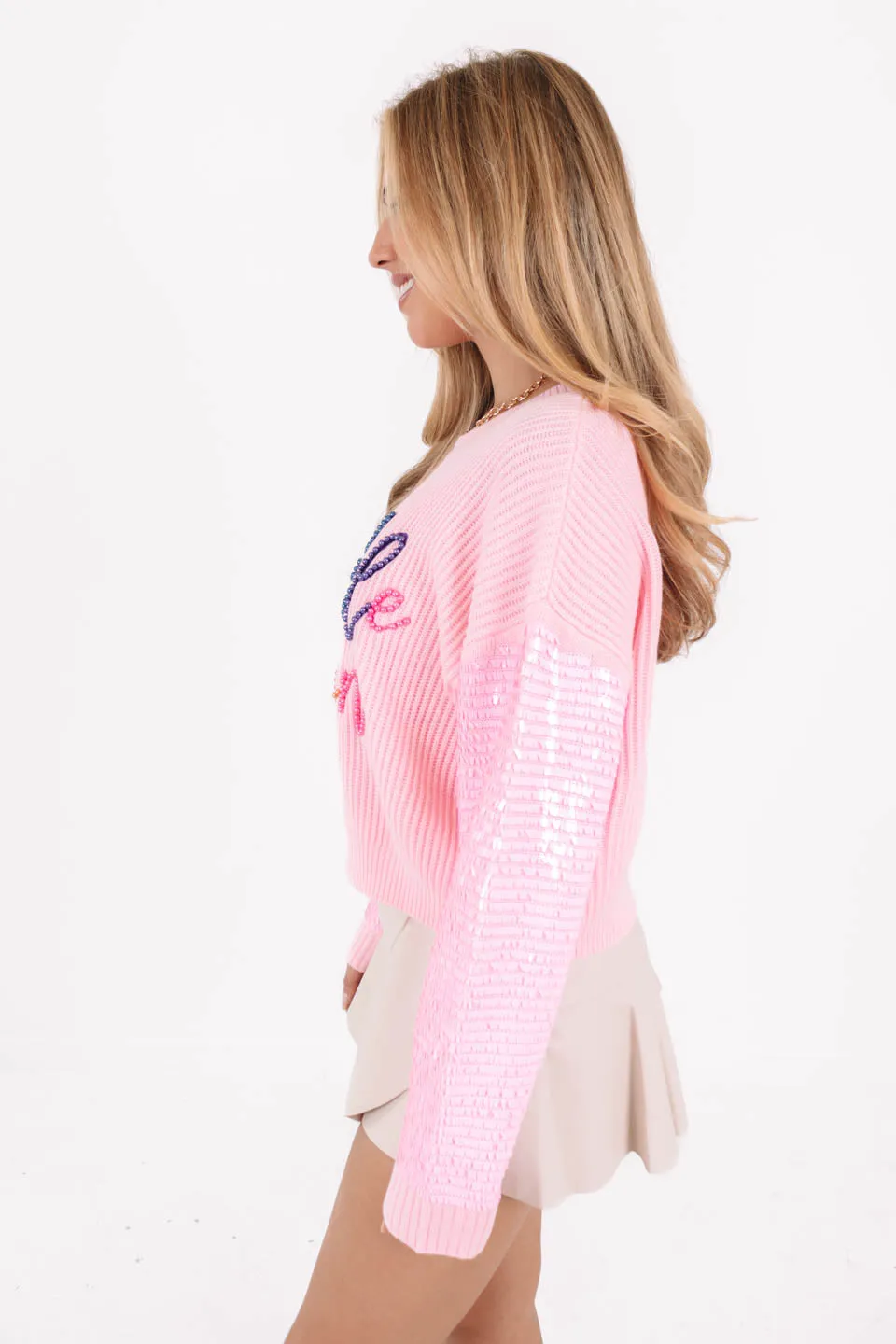 Queen Of Sparkles Sparkle Season Sweater - Light Pink