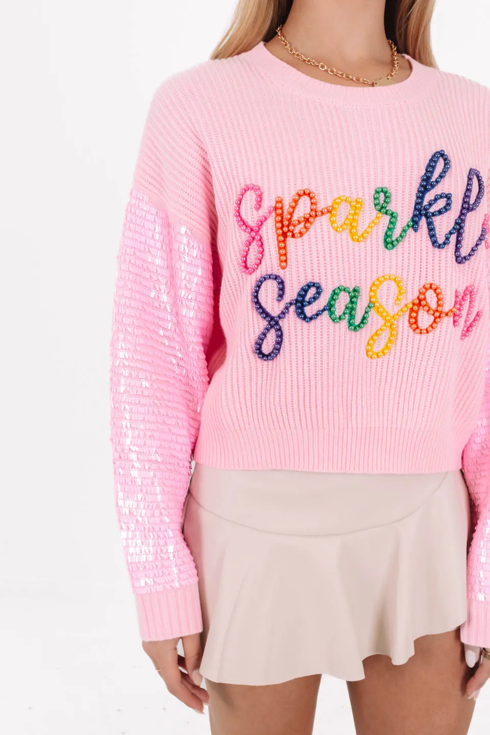 Queen Of Sparkles Sparkle Season Sweater - Light Pink