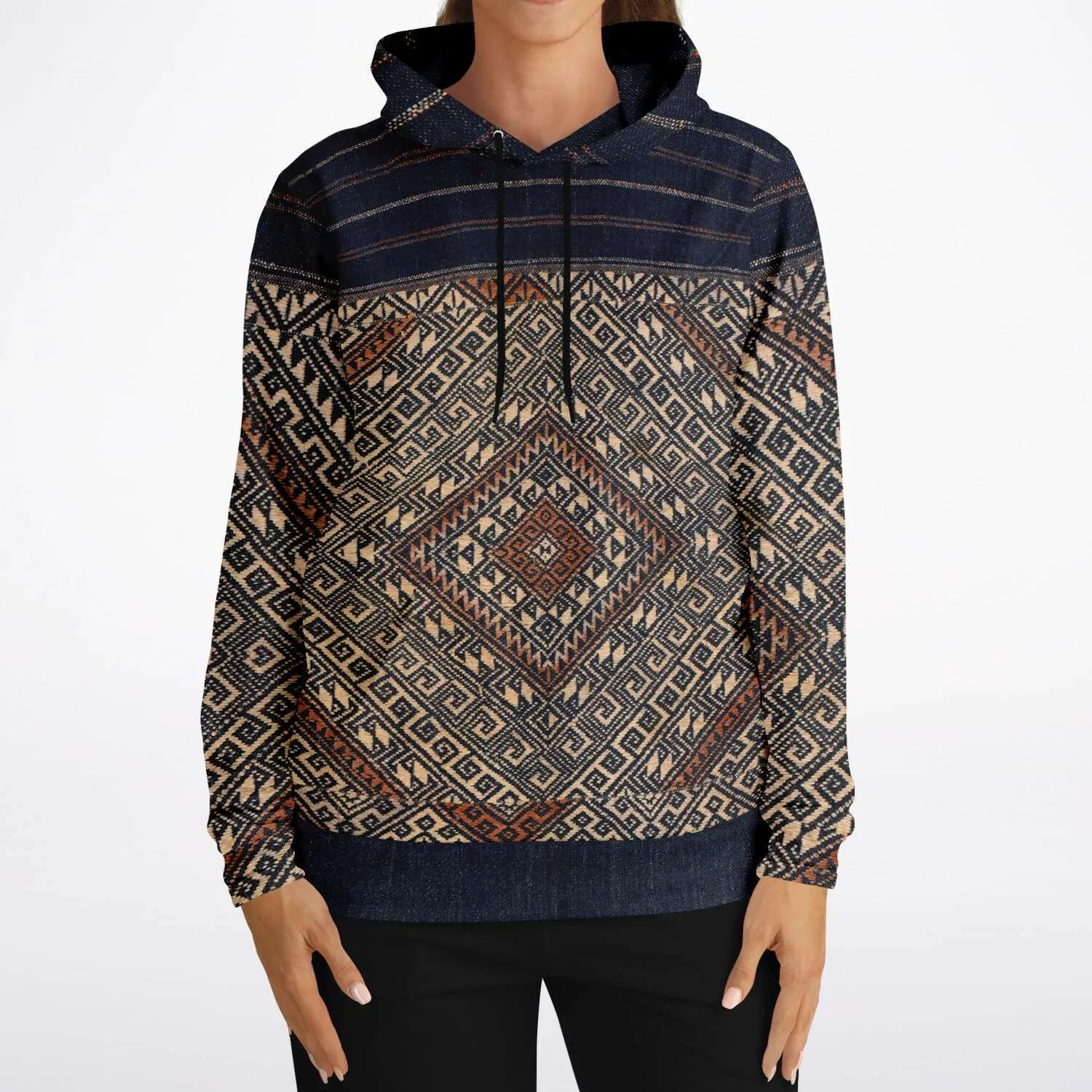 Rare Miao Traditional Textile | SE Asian Batik Ikat Vintage Gift | Boho Kuba, Kilim, Ethnic Shaman Jacket | Pullover Tribal Hoodie