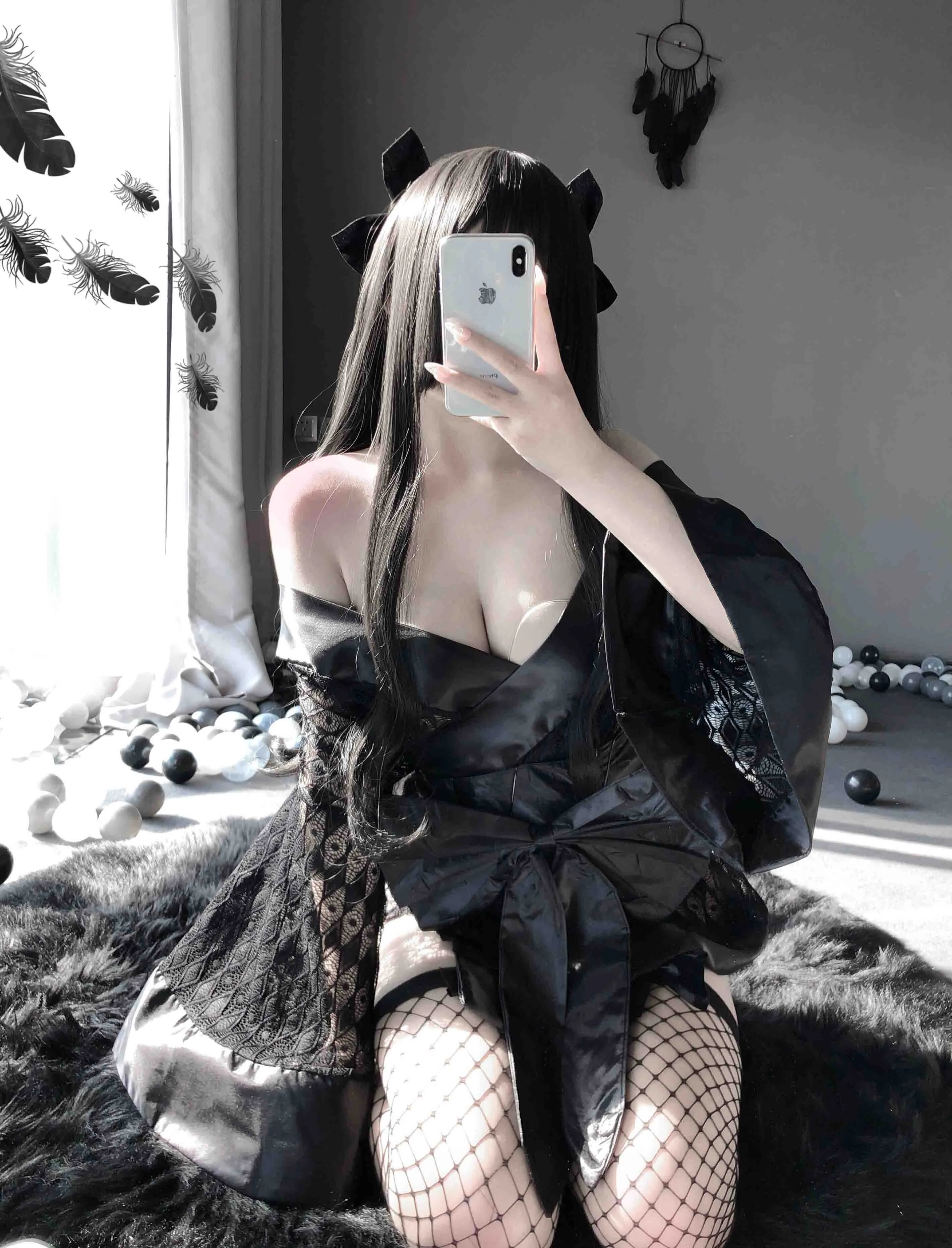 T-2172 Erotic lingerie dark Japanese kimono