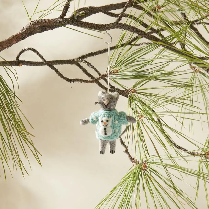 Ugly Sweater Kitty Felt Ornament