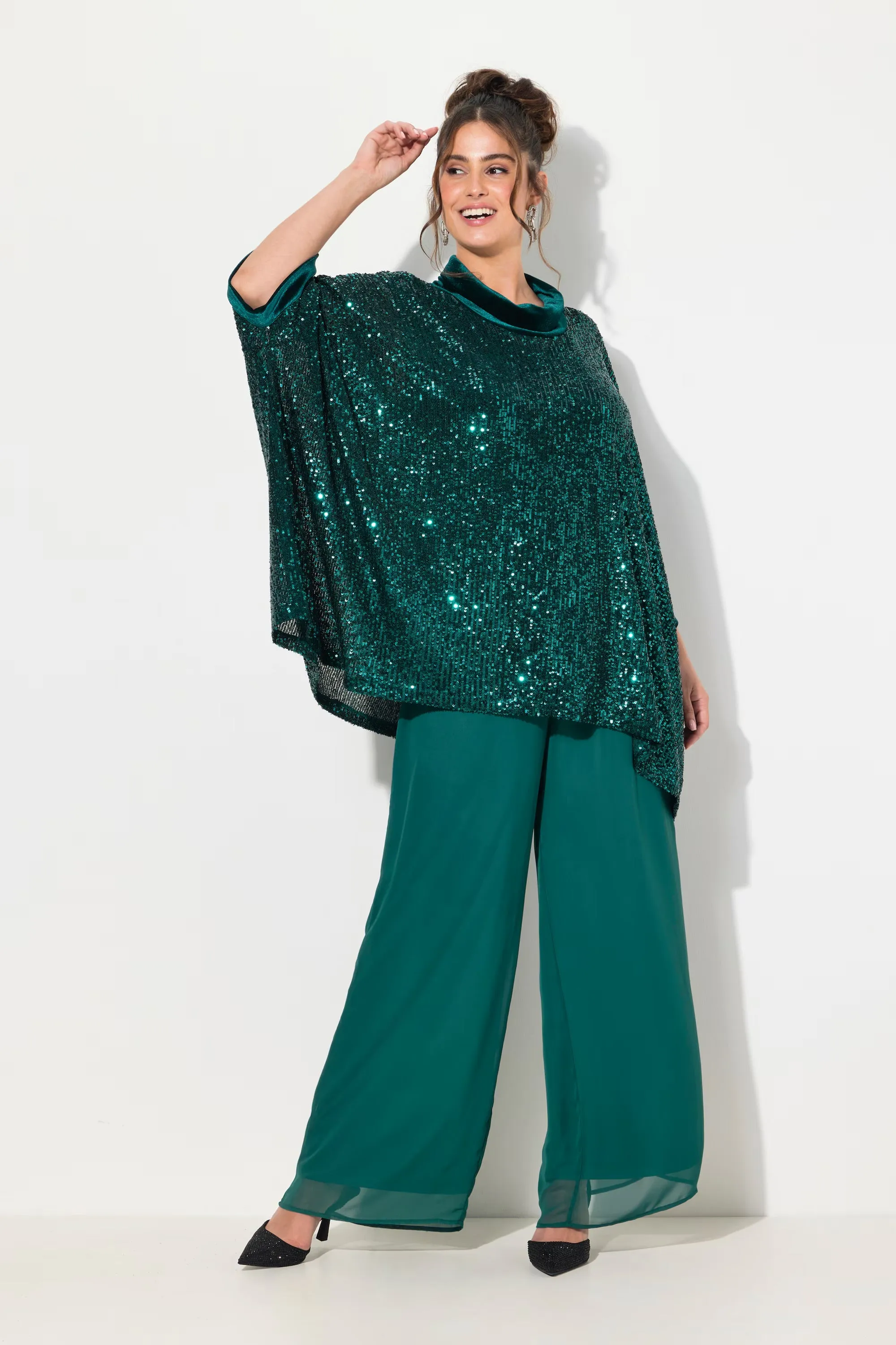 Ulla Popken Sequin Blouse in Green