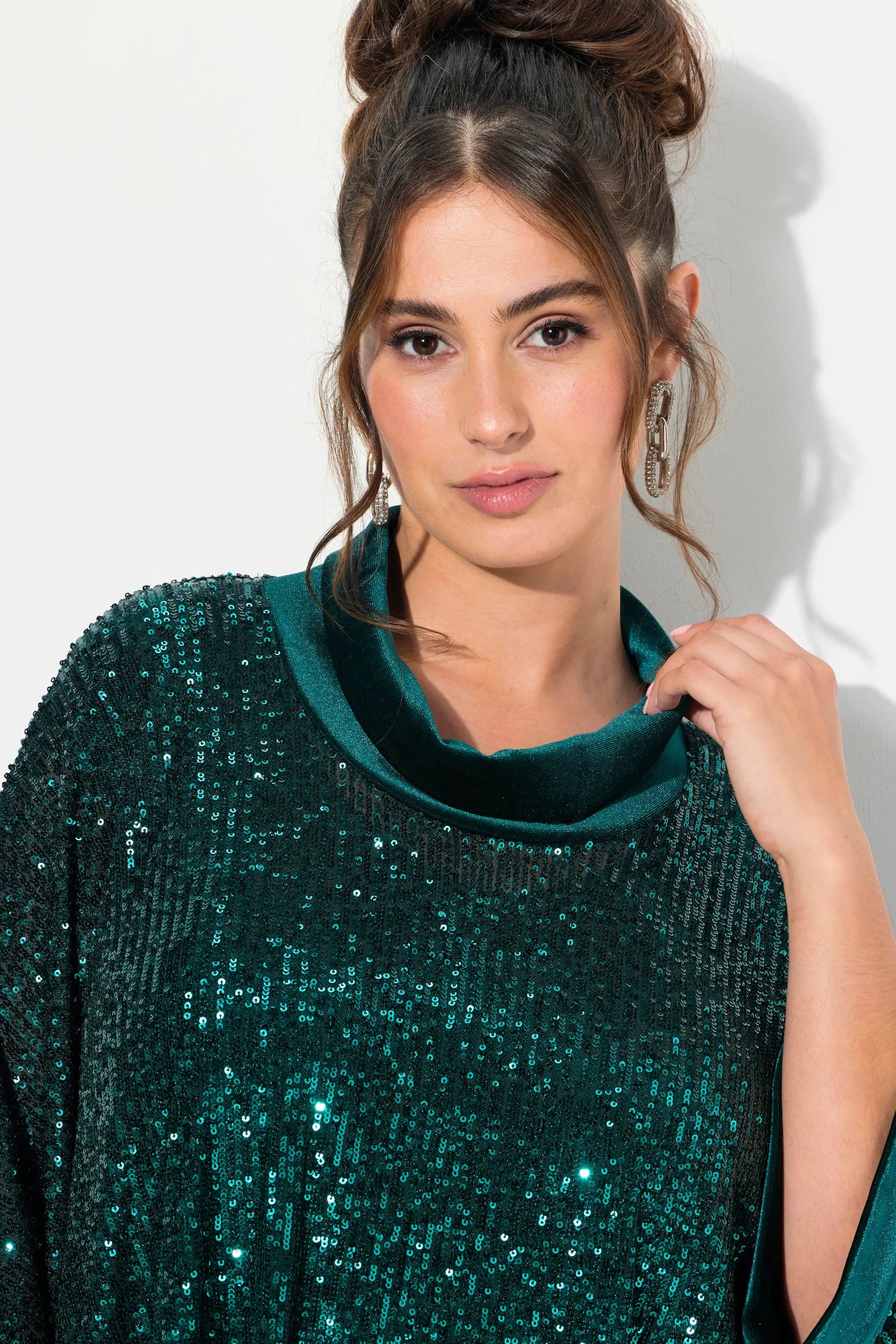 Ulla Popken Sequin Blouse in Green