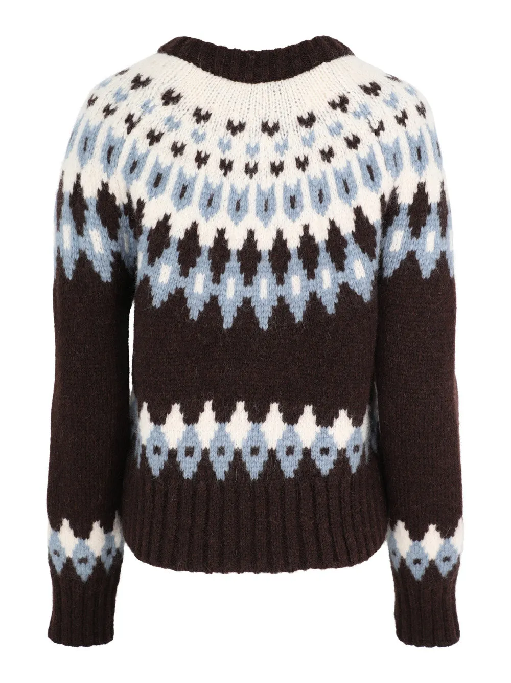 Veronica Beard Christina Fairisle Cardigan in Chocolate Multi