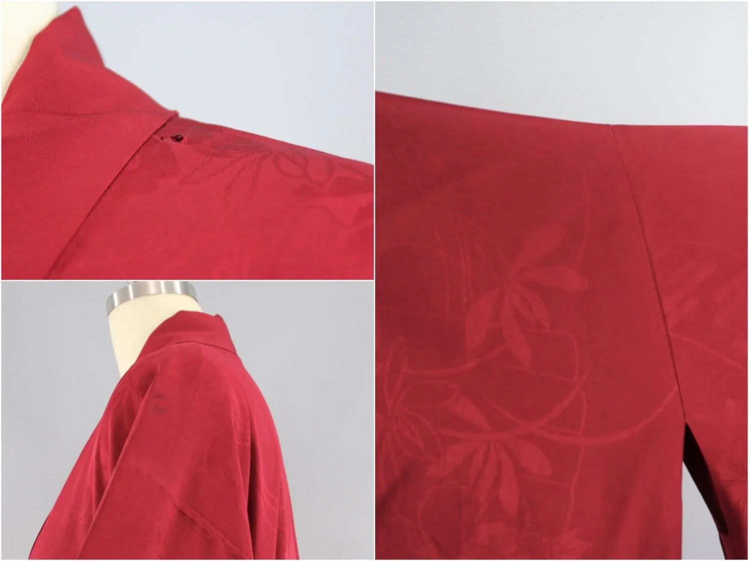 Vintage 1930s Silk Haori Kimono Jacket in Brick Red