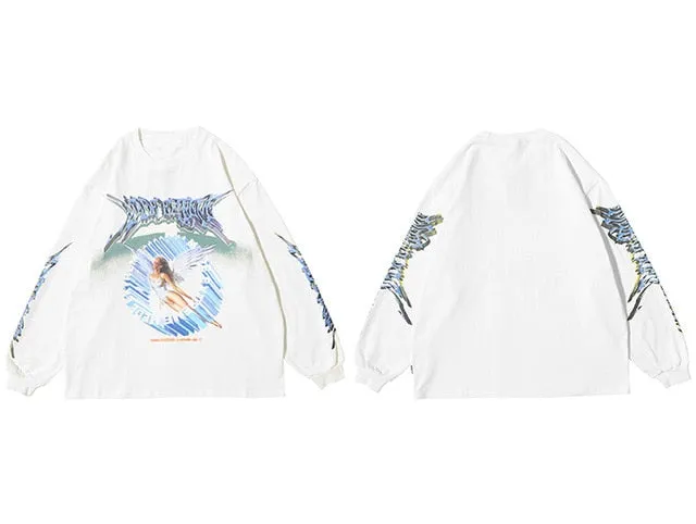 Vintage Angel Print Sweatshirt