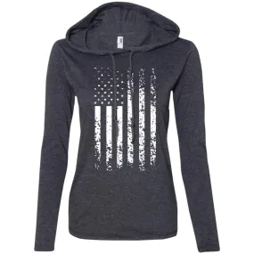 White Grunge Flag LS T-Shirt Hoodie