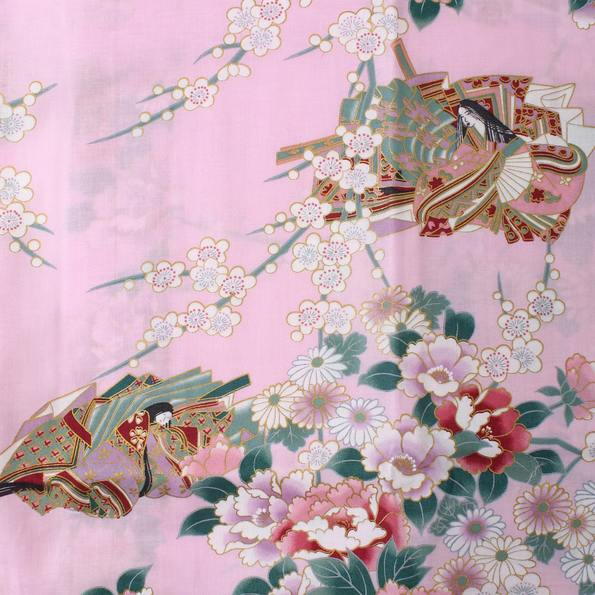Women's Happi Coat: Kimono Robe - Princess&Peony Pink