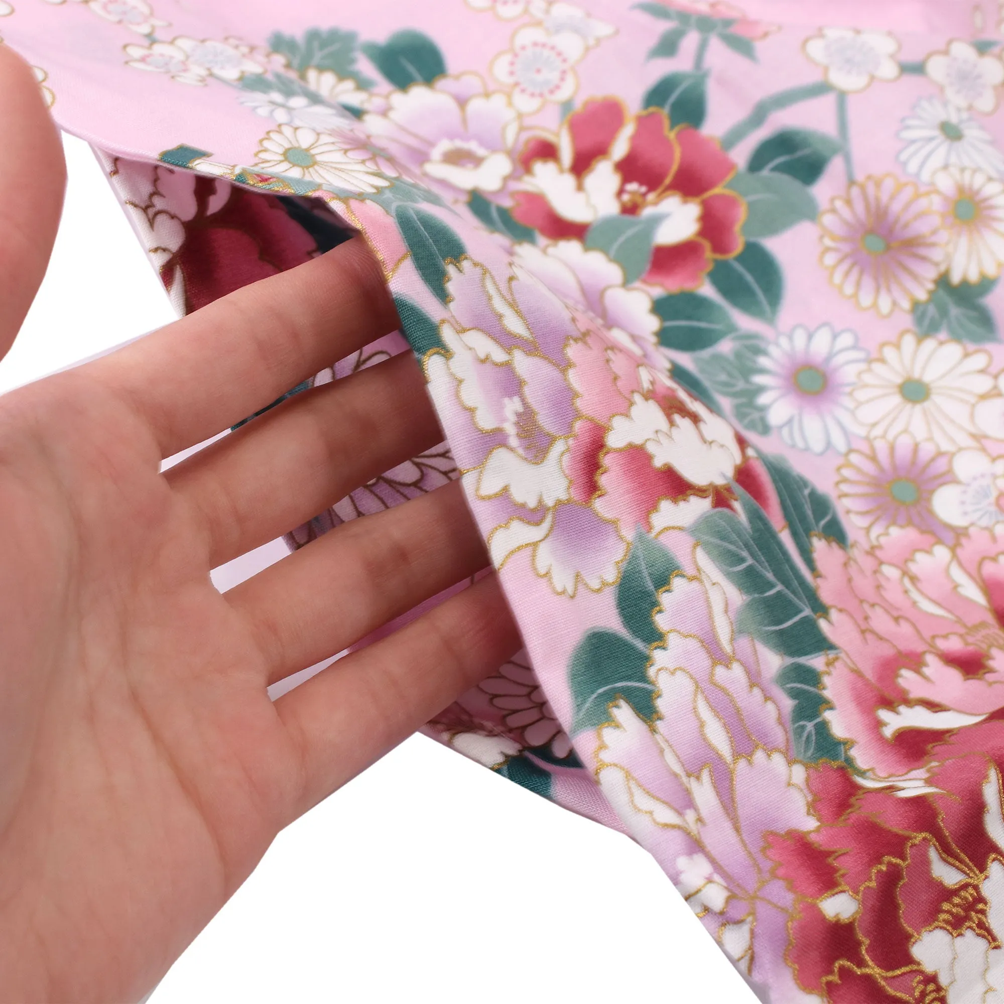 Women's Happi Coat: Kimono Robe - Princess&Peony Pink