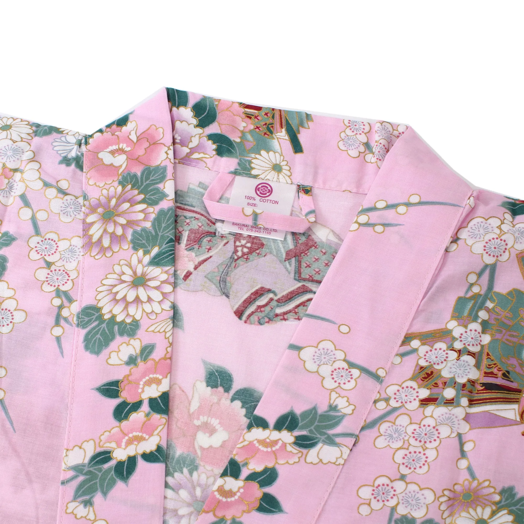Women's Happi Coat: Kimono Robe - Princess&Peony Pink