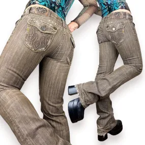 Y2K Distressed Low Rise Flare Jeans (M)