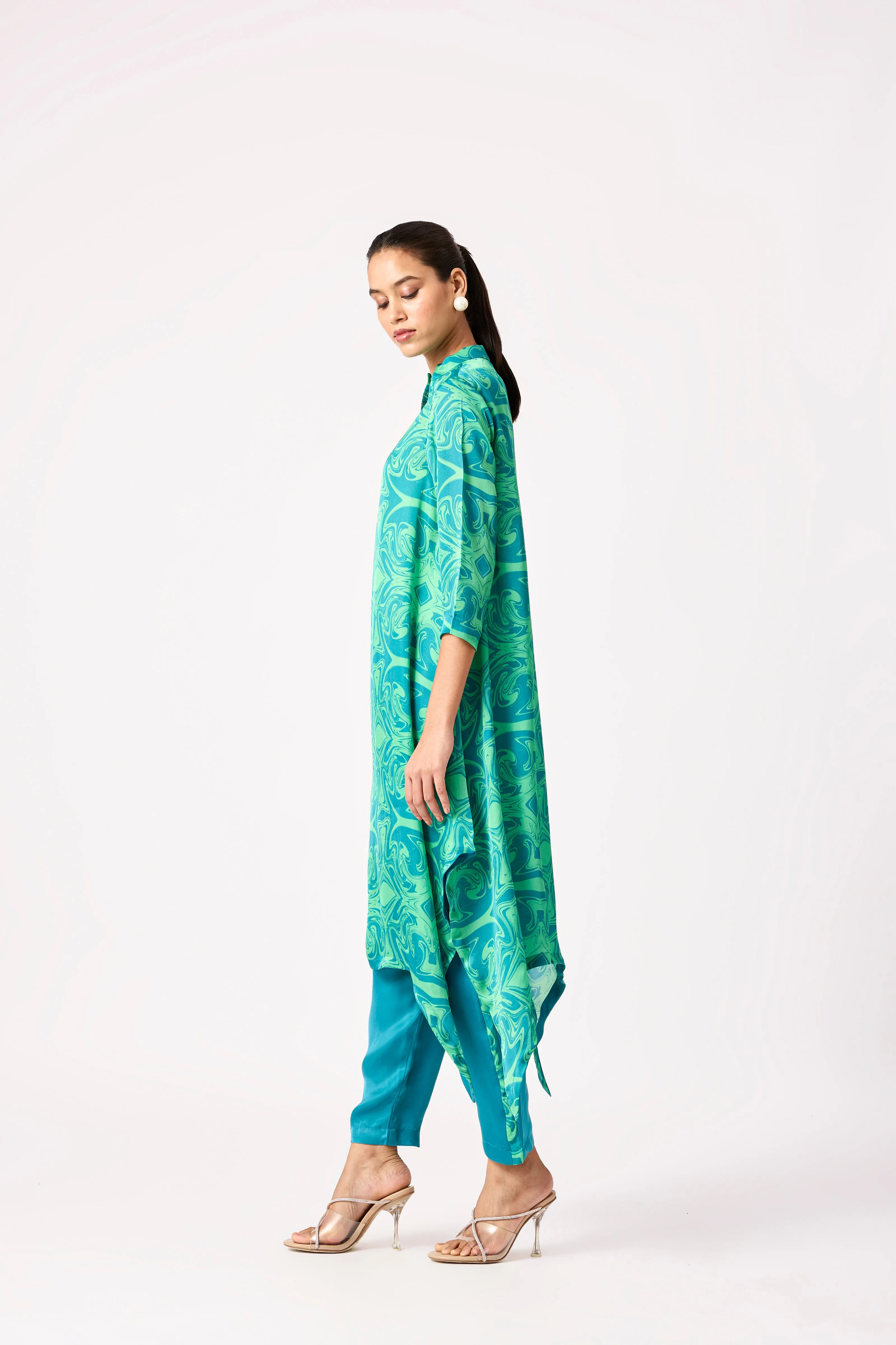 ZARA Tunic Set - Green Art deco